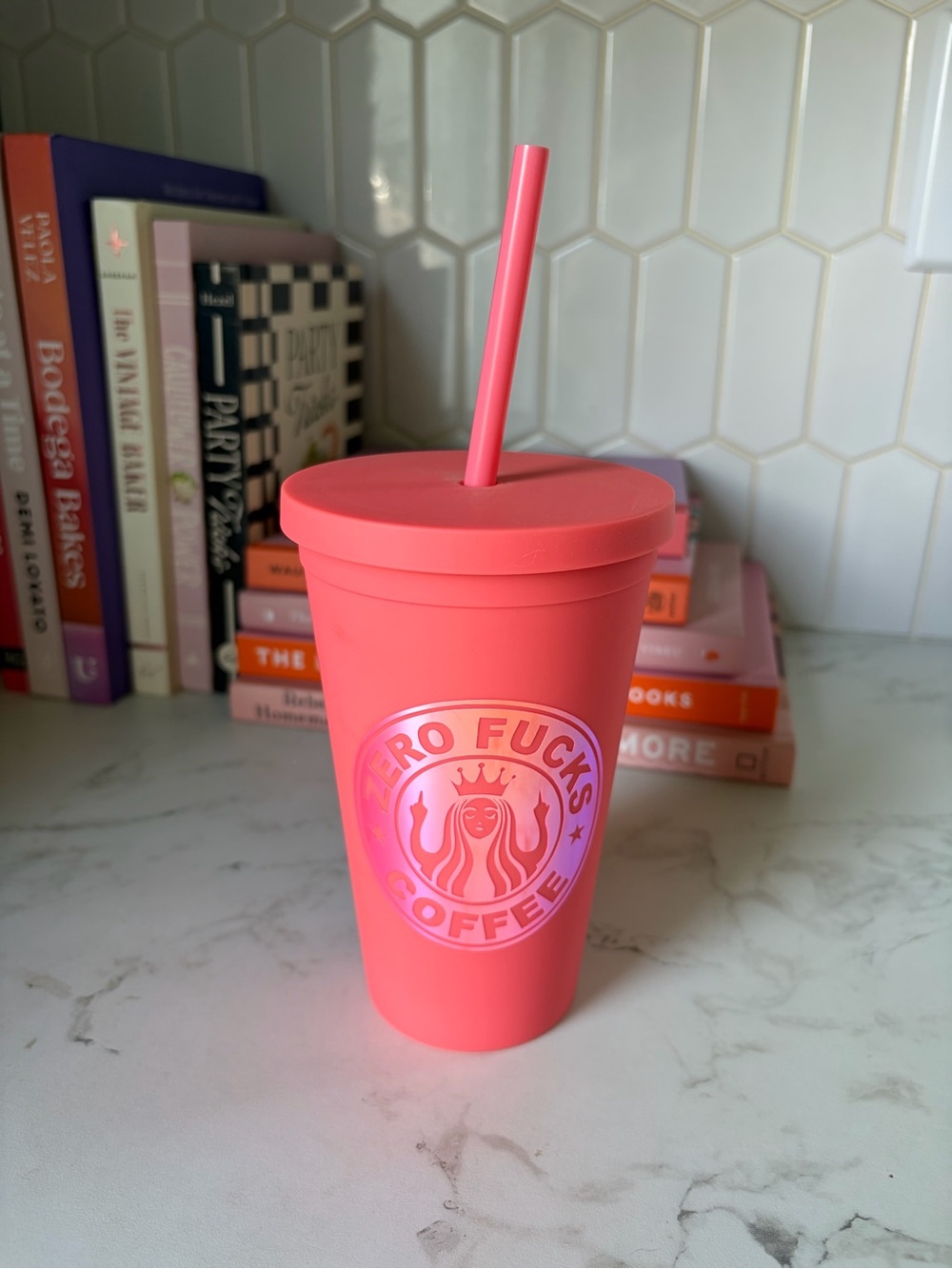 Pink Reusable Tumbler with Straw